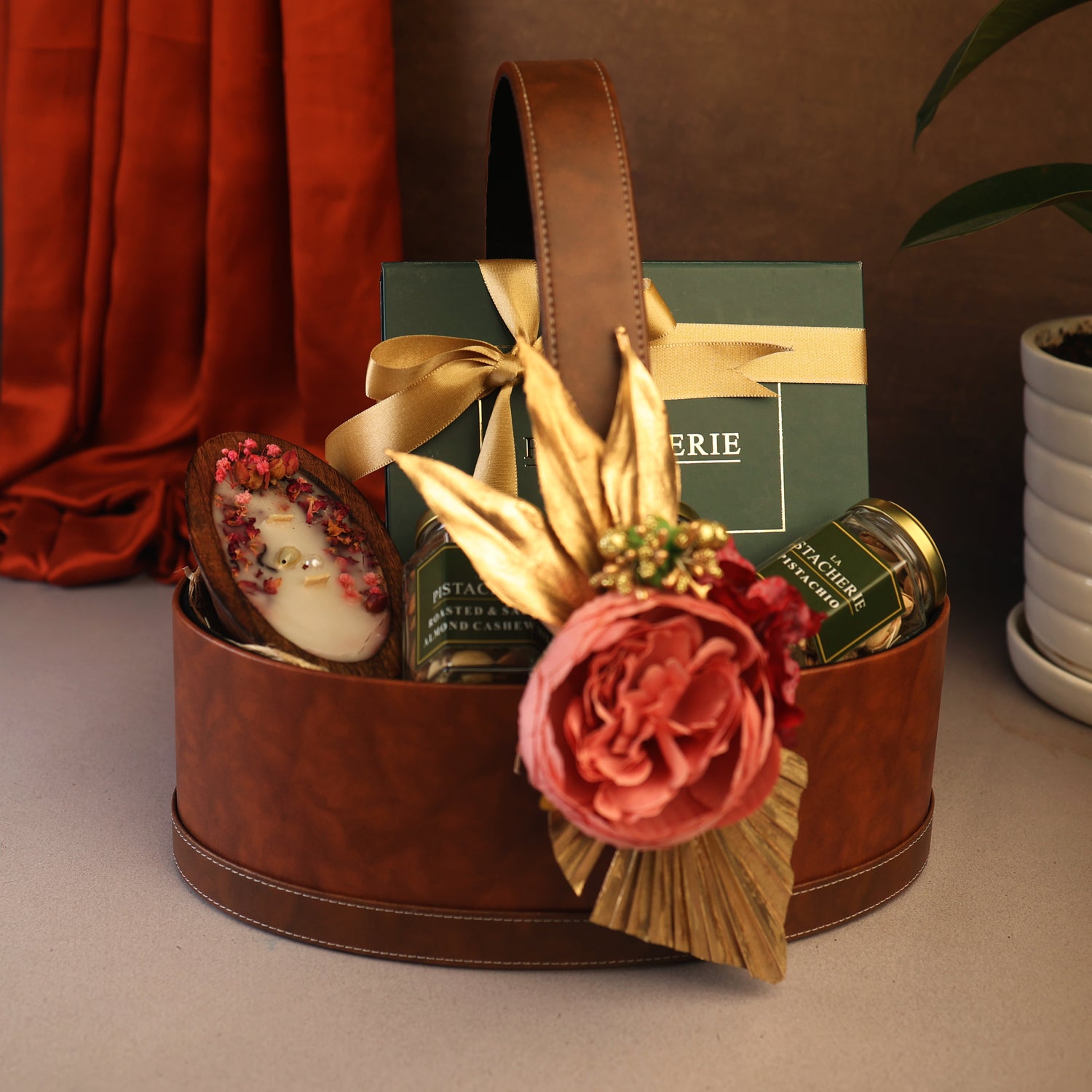 Vintage Faux Leather Basket